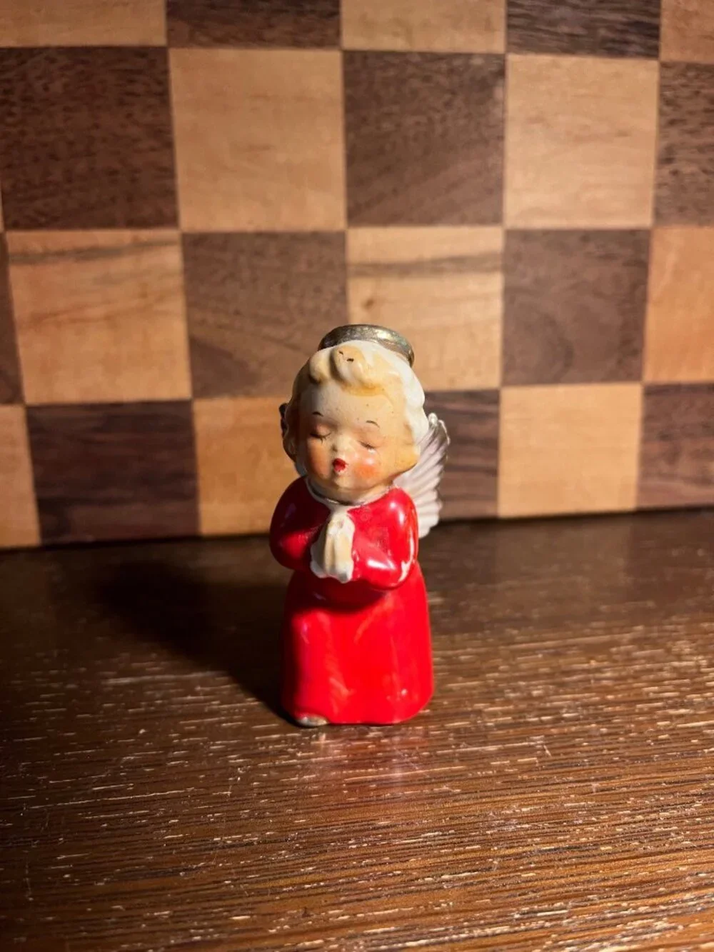 Vintage Christmas Angel Shaker in Red Dress A563